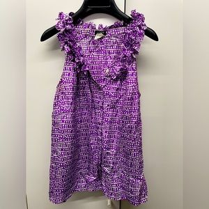 Silk J.Crew flutter, button sleeveless top, magenta, size 2